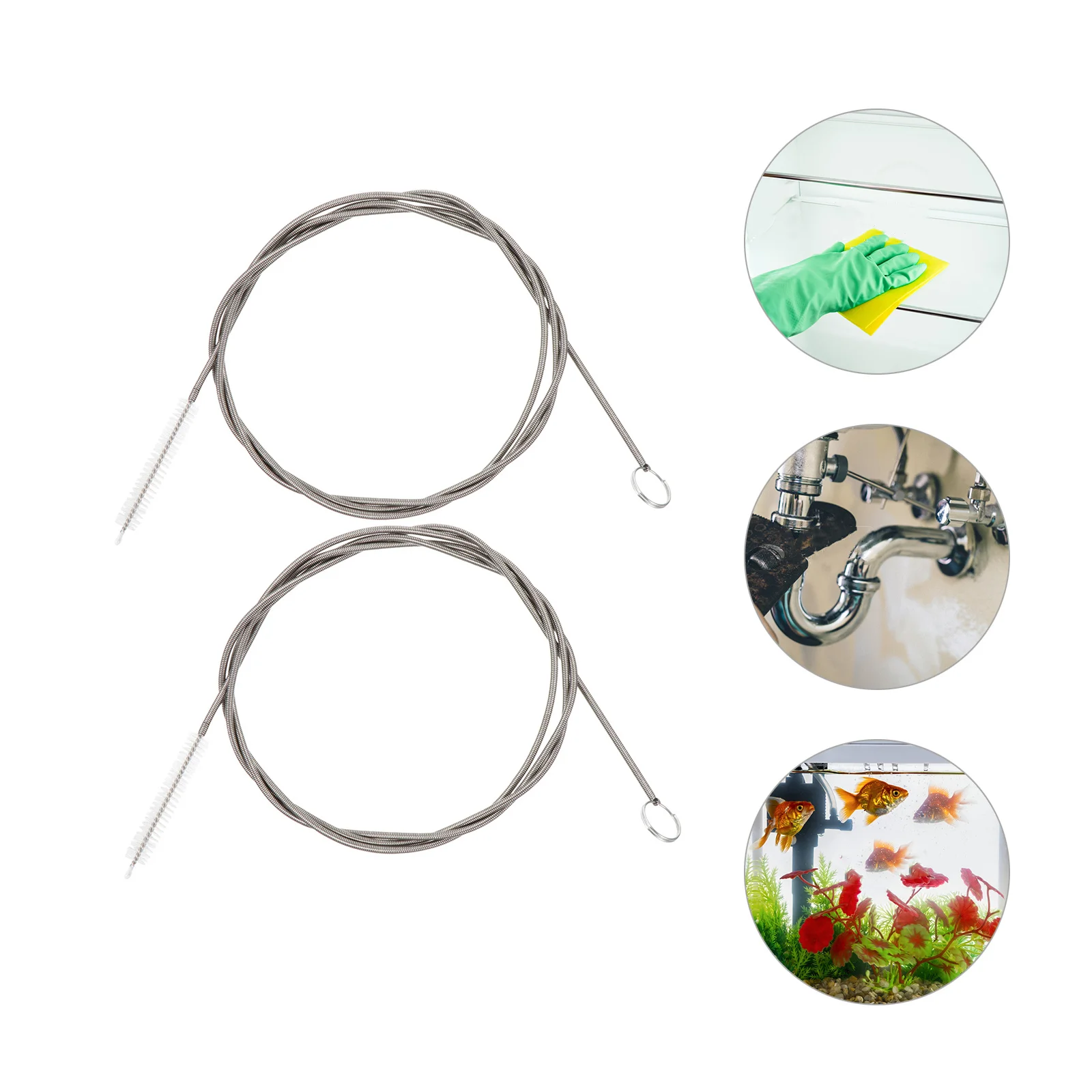 

2 Pcs Cleaning Brush Drain Cleaner Refrigerator Fridge Dredging Tool Toilet Tube Scrub Silver Water Dredge