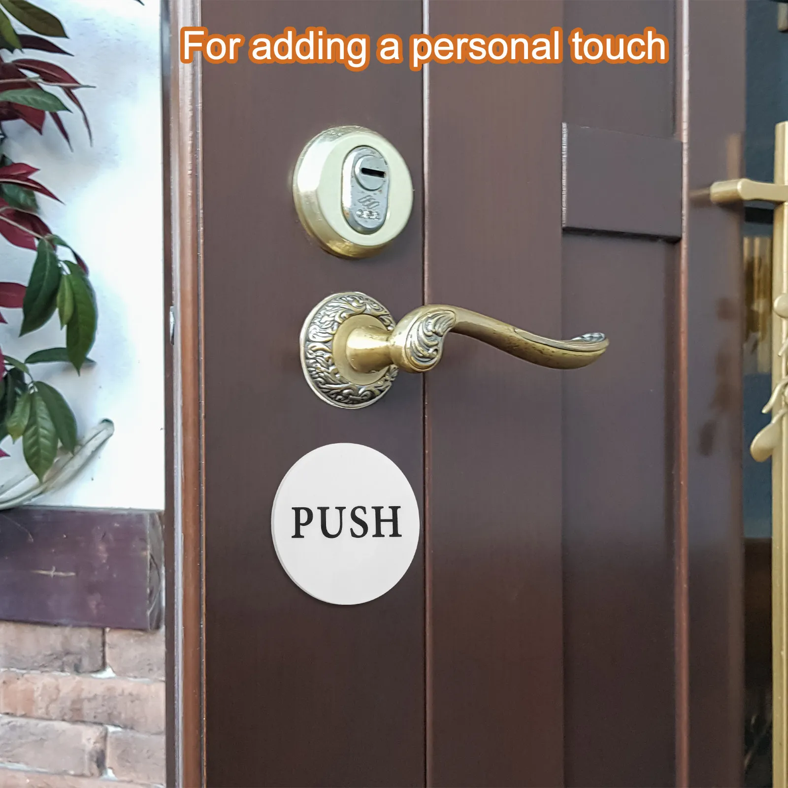 2Pcs Round Acrylic Push Pull Door Sign Self-Adhesive Removable Glass Door Marker for Cafe Office Commercial Use