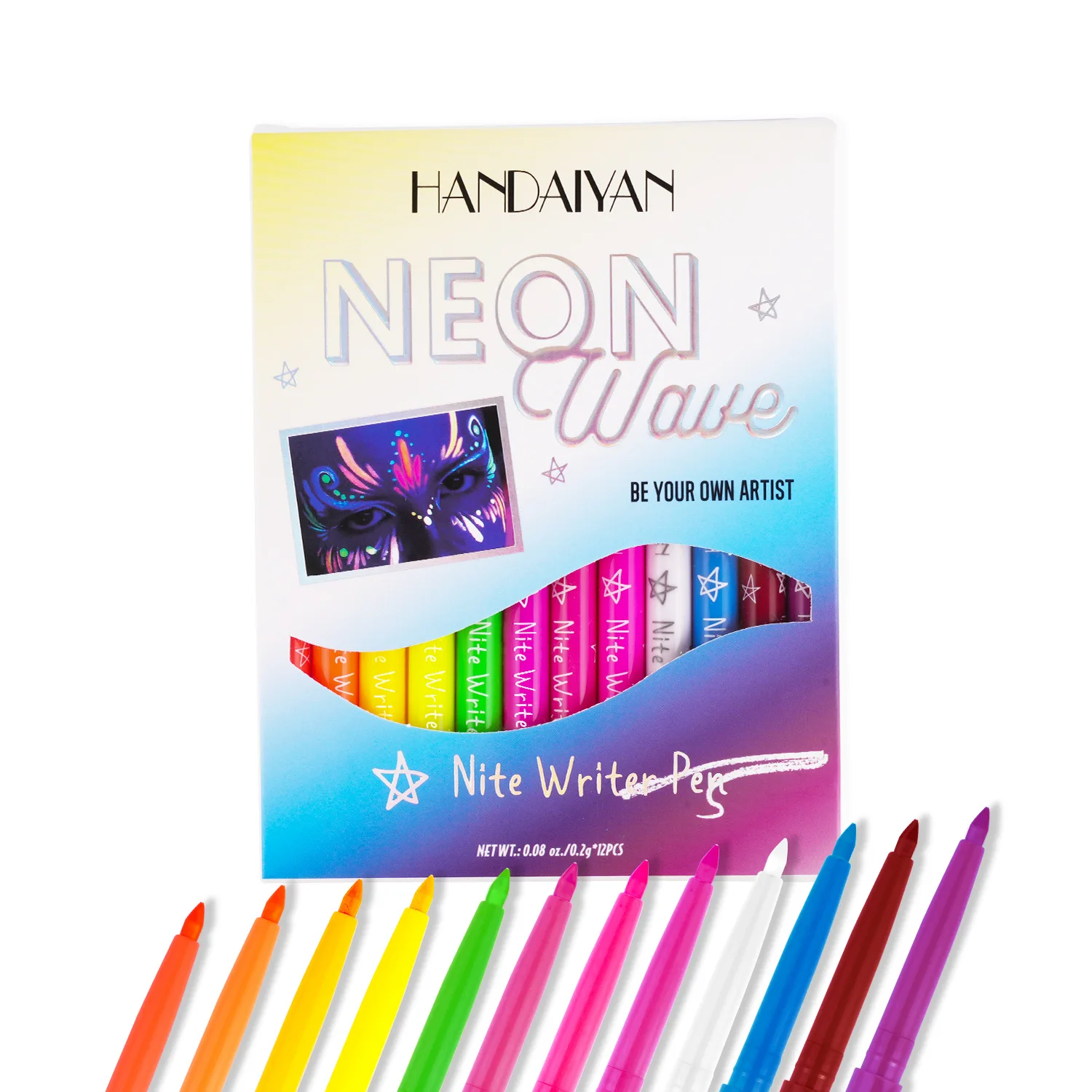 handaiyan 12 colours fluorescent eyeliner set colourful UV eyeliner gel pen waterproof oil-proof eyeliner