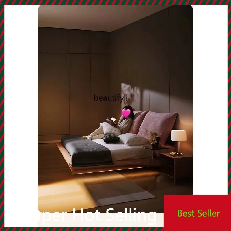 K132 French cream style advanced sense master bedroom wedding room modern simple light with chenille fabric bed