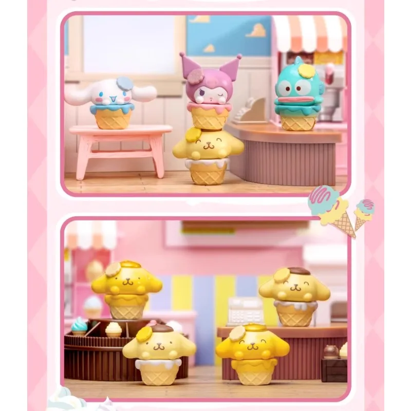 Sanrio ตัวละคร Ice-cream Cone Series กล่องตาบอดของเล่นอะนิเมะ Hello Kitty Mymelody Kuromi Cinnamoroll ตุ๊กตาของขวัญของเล่น
