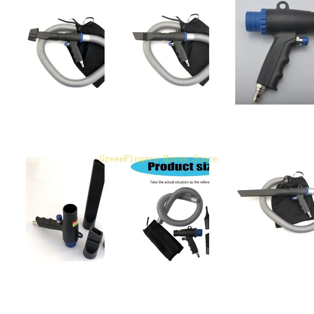 F68D Air Dust Cleaning Guns for Detailed Surfaces Cleanup, Pneumatic Blow and Vacuum Tool for Vehicle Interiors, Work Areas and