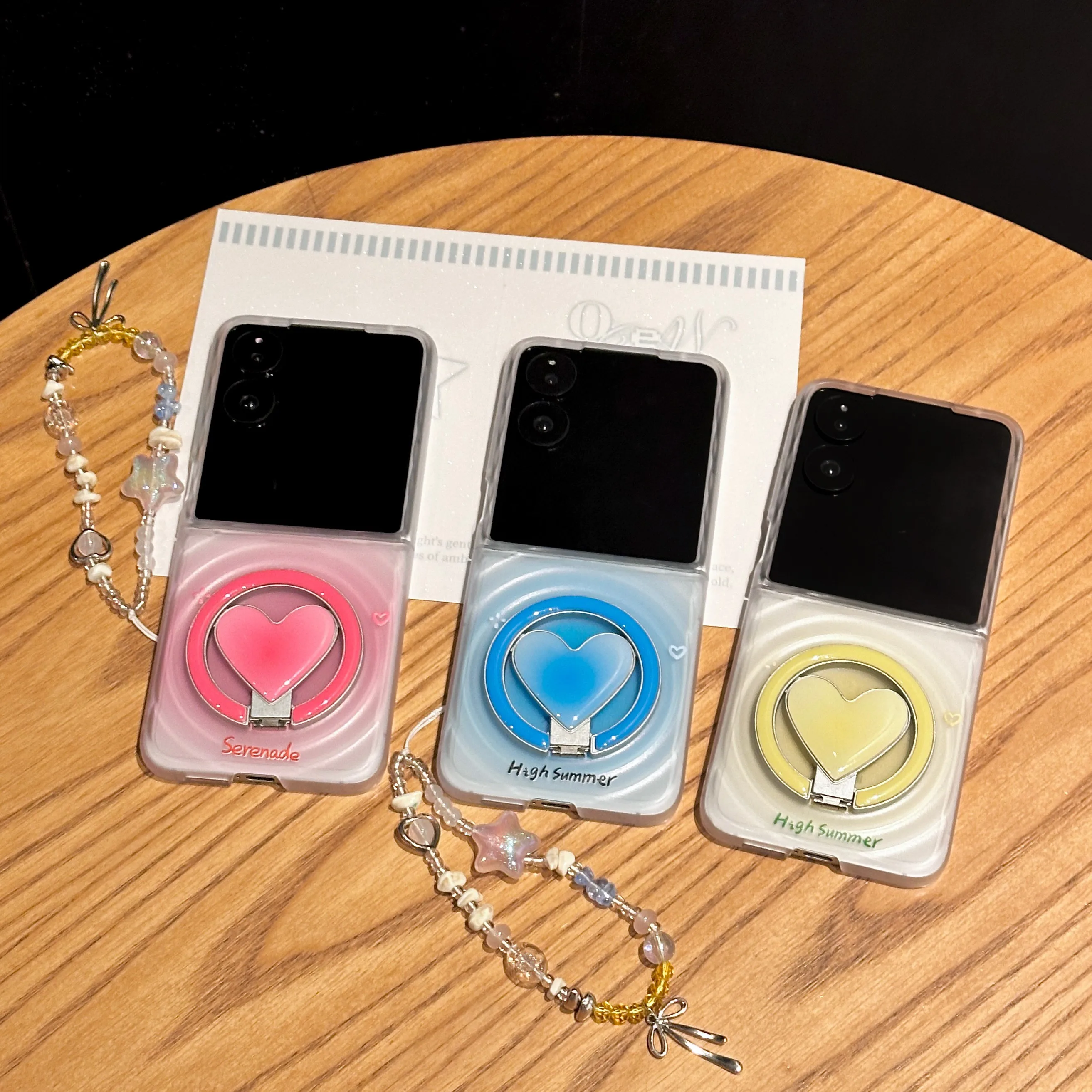 

Back Cover For Xiaomi Mix Flip 1 2 Case Colorful Love Magnetic Attraction Bracket Bracelet Chain Hard Pc Shockproof Phone Case