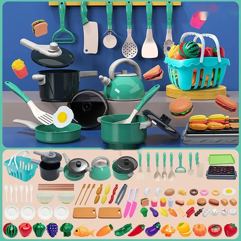 Children Kitchen Family Theme Toy Plastic Simulated Fruit Vegetables Induction Cooker Toy Gift Educational Toy Model Food Kit