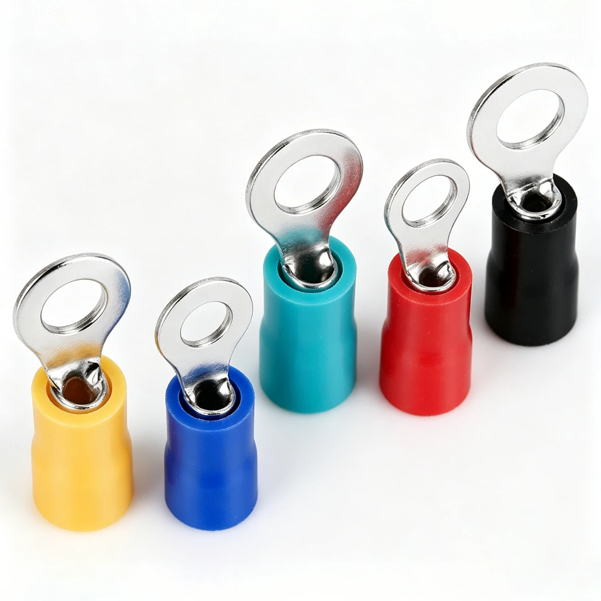 100PCS RV1.25 RV2 Insulated Ring Terminal O-Type Cold-Press Copper Wire Crimp Terminal Electrical Cable Lug Connector