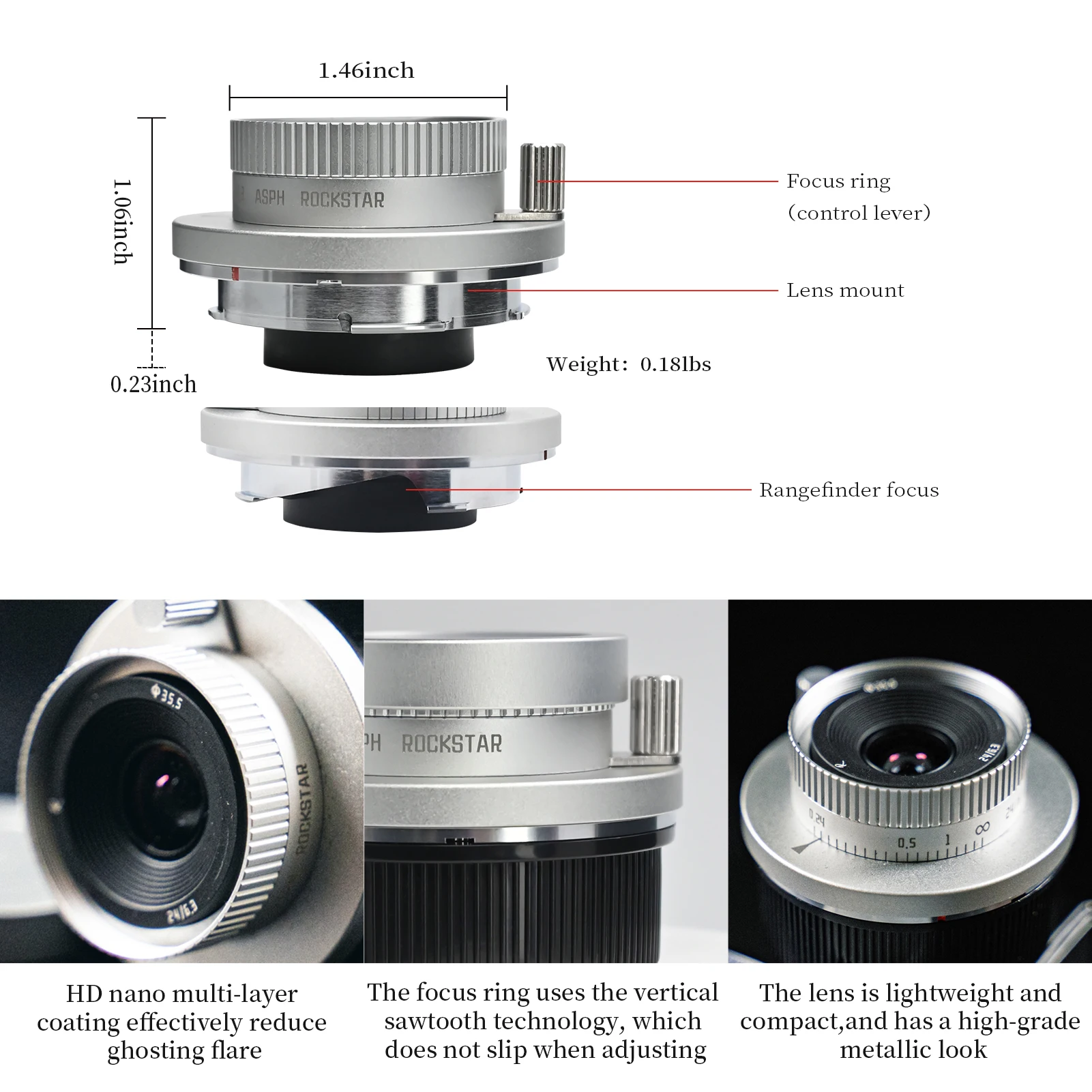 AstrHori 24mm F6.3 Full Frame Manual Camera Lens Wide Angle & Hyperfocal Pancake Lens for Leica M6/M8/M9/M10/M11/MP/M240