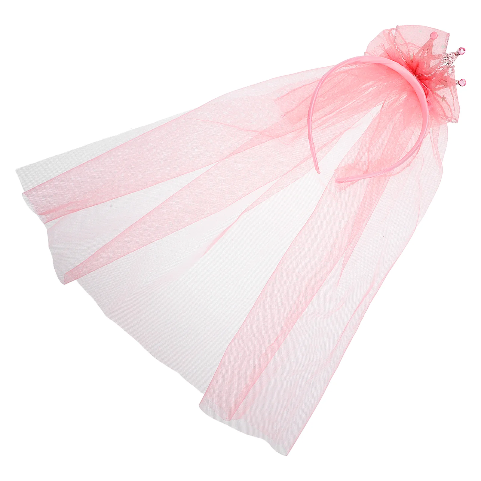 2 PCS Princess Hair Hoop Veil Crown Kids Party Wedding Headpiece Girls Birthday Festival Hair Accessory Sequin for Girls