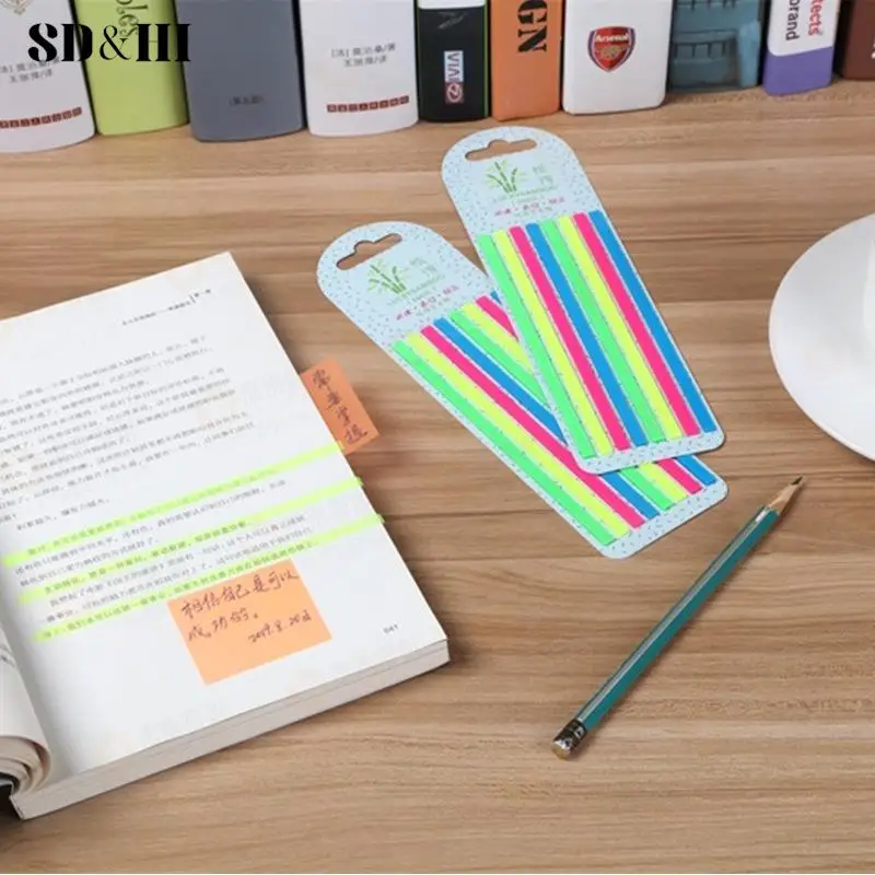 Reading Aid Highlight Sticker Transparent Fluorescent Index Tabs Flags Sticky Note Stationery School Office Supplies