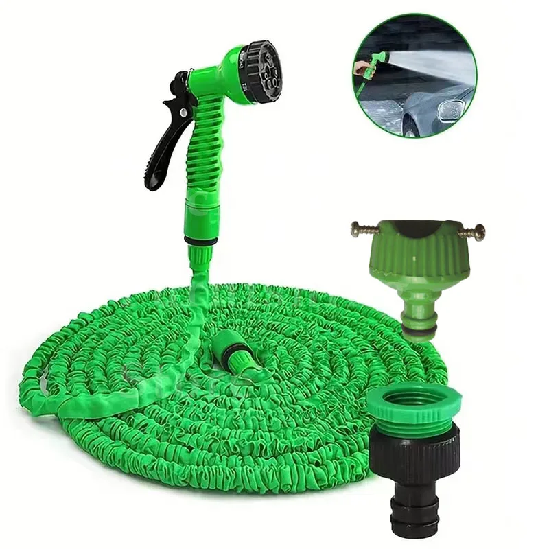 

Растягивающийся садовый шланг Magic Water Pipes с 7 режимами распыления воды, пистолет-распылитель, пеногенератор, гибкий шланг на катушке, распылитель для мойки автомобилей