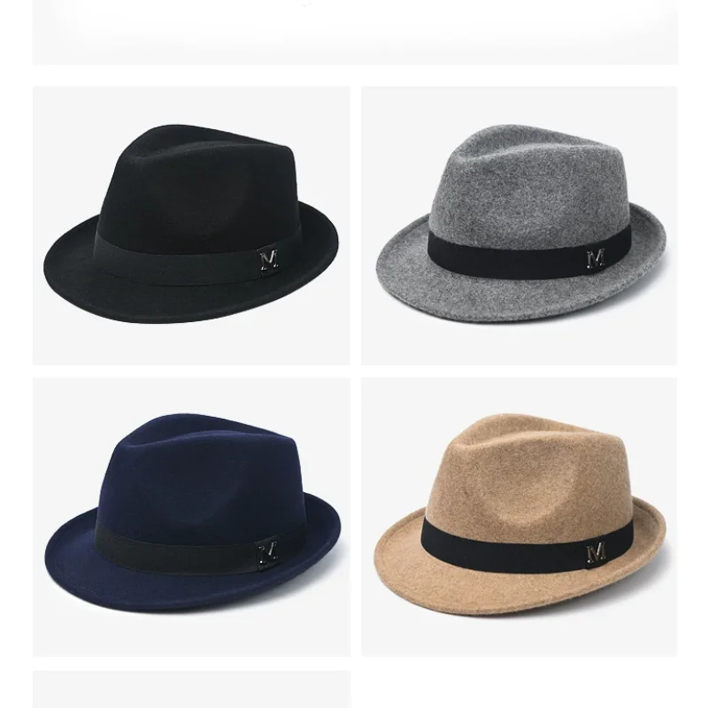 autumn-and-winter-men's-gentlemen's-british-style-thick-and-arm-pure-wool-jazz-hat
