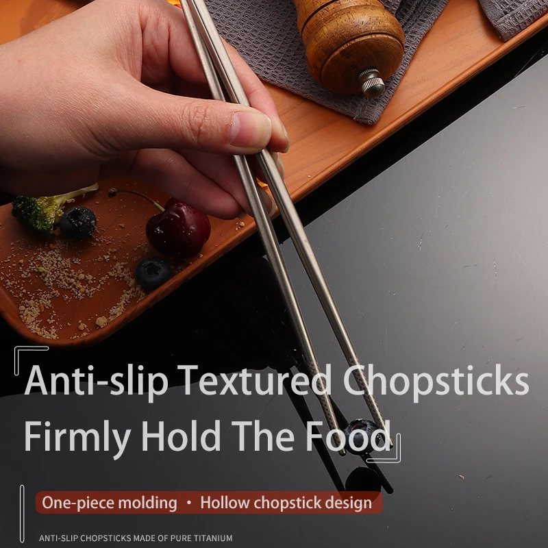 23.5cm Antibacterial Ultralight Pure Titanium Chopsticks Hollow Chopsticks Restaurant Home Chopstick Outdoor Camping Tableware