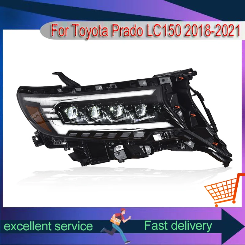 Auto Headlights For Toyota Prado 2018-2021 LC150 Front Lamp LED Bulbs DRL Upgrade Head Light Projector Lens Car Accessories
