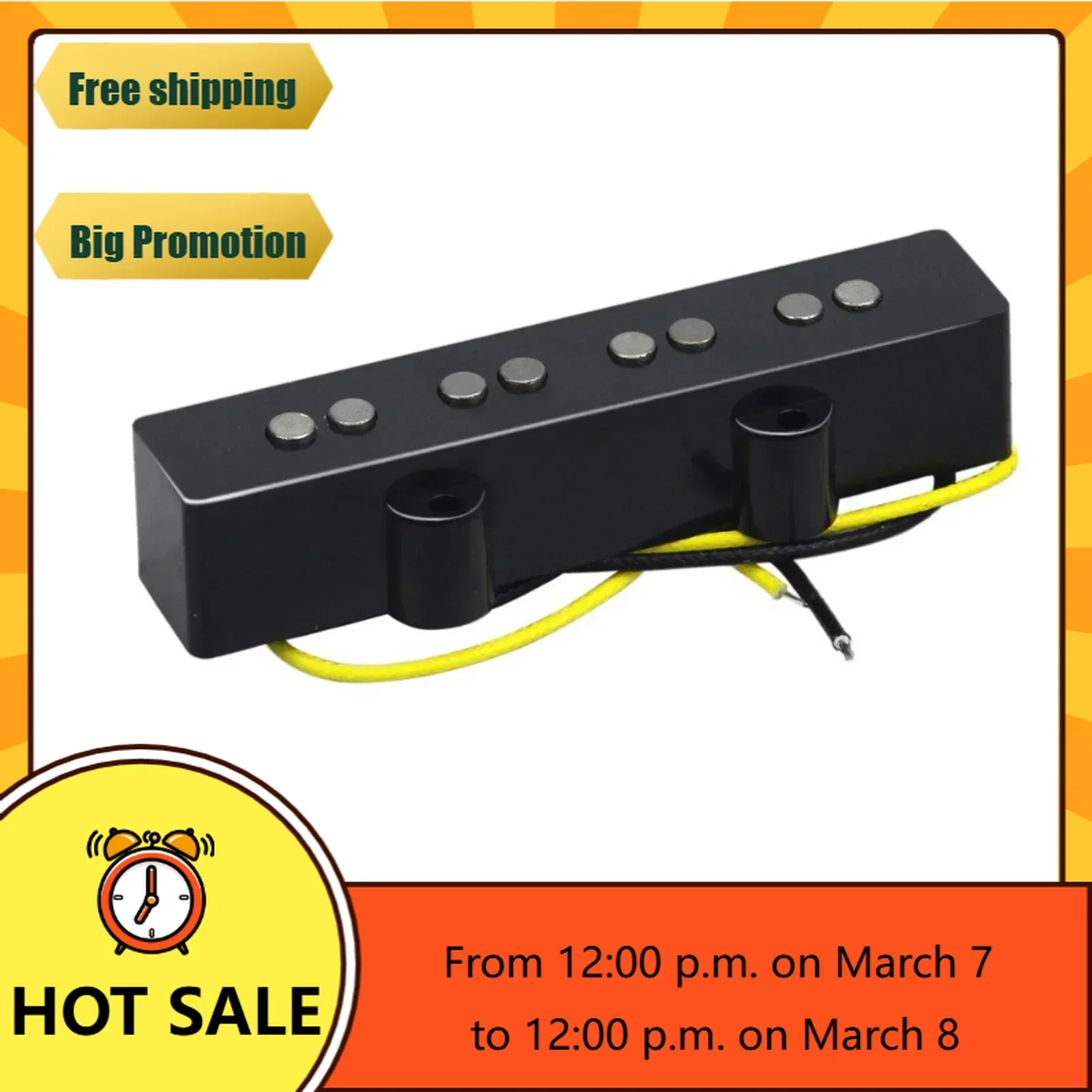 

QX-Music Store-Open Style Alnico 5 JB Bass Pickup For 4 String JB Bass Replacement, Neck Or Bridge Position