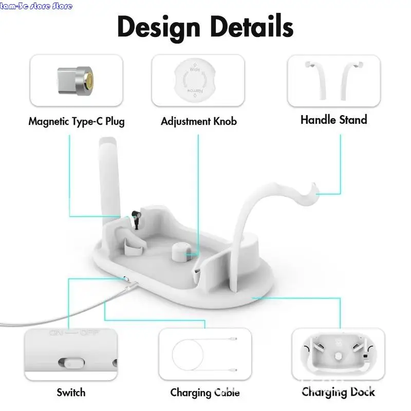 Estación carga D0UA para Oculus Quest 2 Auriculares para controlador toques Carga soporte DO