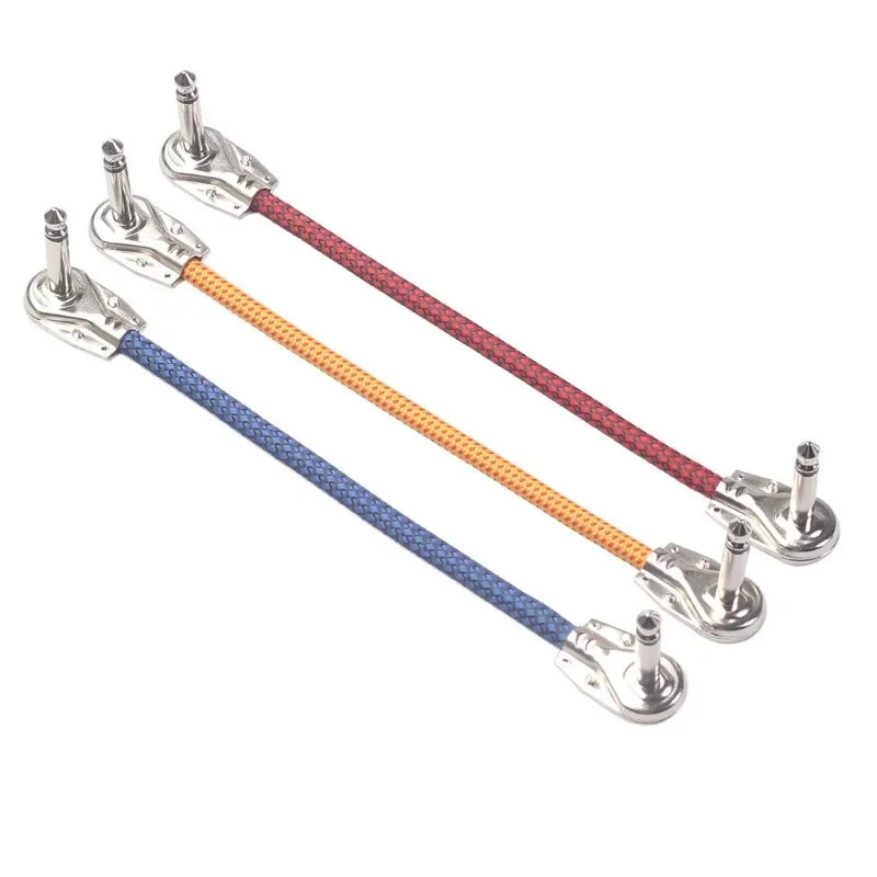 

6.35Mm Male-to-male 90-degree Turning with Woven Mesh, Double Shielding 20CM Single Guitar Effect Connector Cable