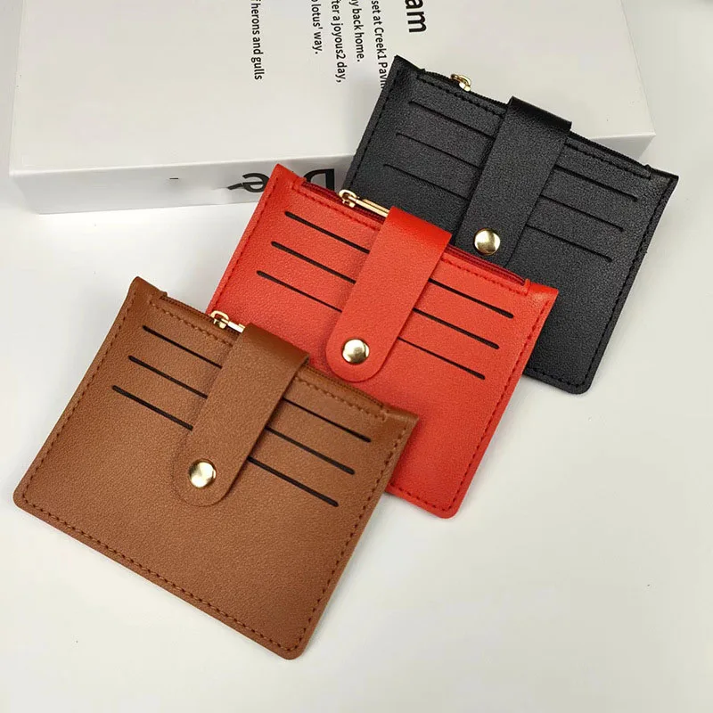 

1pcs card bag for men and women solid color exquisite compact card document storage bag Mini coin key bag