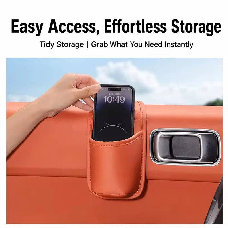 PU Car Door Hanging Storage Pocket Cup Holder Leather Window Side Storage Bucket Car Interior Organizer Accessories