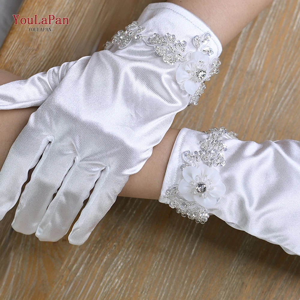 YoulaPan-Ladies' Short Finger Glove, Lace Applique Bordado, Bridal DIY Luvas, Acessórios para a Noiva, Festa de Casamento, M39