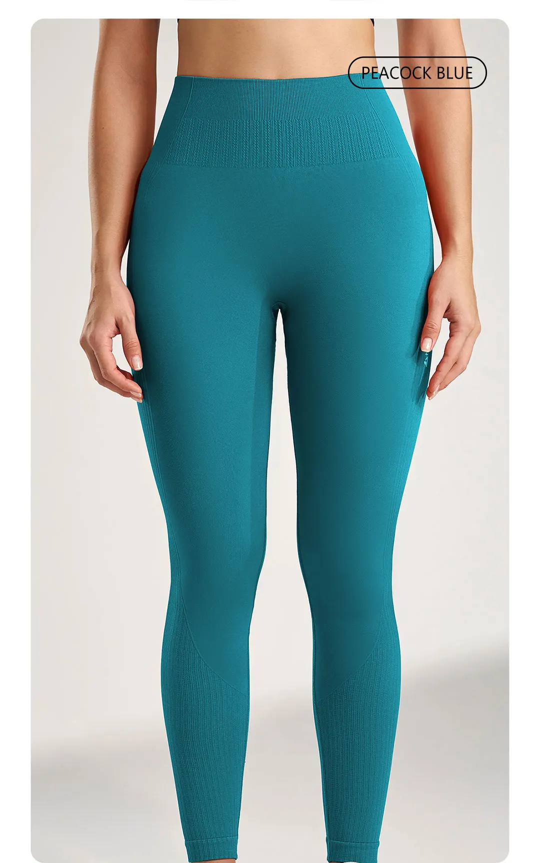Einfarbige Leggings für Damen, Fitnessstudio, Laufen, Yoga-Hose, lange Hose, hohe Taille, Bauchstraffung, Stretch-Jogginghose, sieben Farben – Detail 14