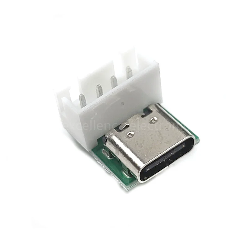 5PCS USB 3.1 TYPE-C Port Female Socket to In-Line DIP-4P Adapter Test Board to Pin Header XH2.54