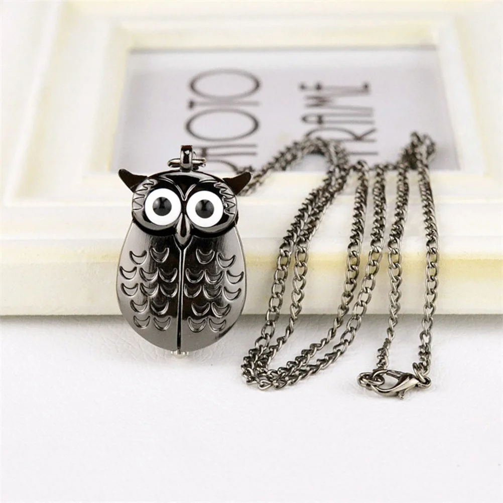 

1pc Owl Pocket Watch Black Retro Creative Vintage Design Delicate Men Women Gift Lovely Decorative Timepiece Accessory
