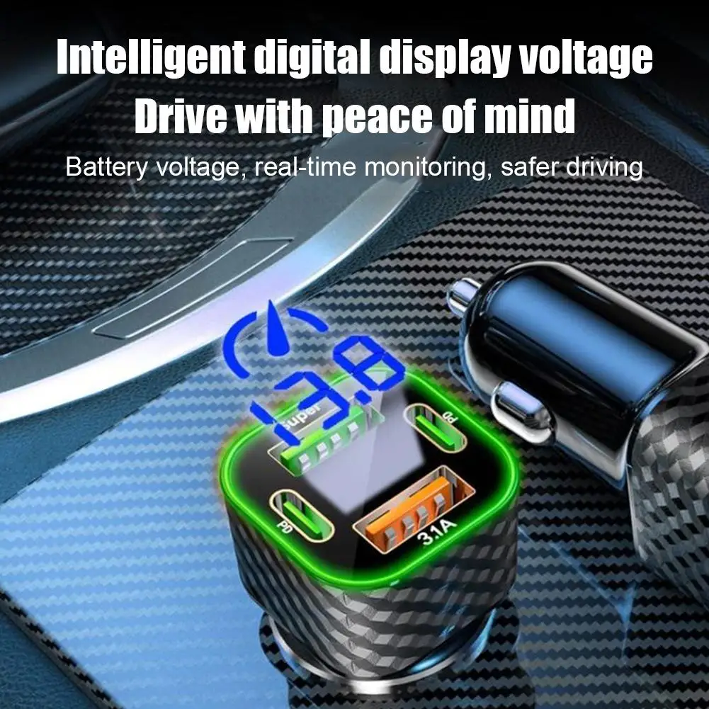 Auto Ladegerät 380W Unterstützung Super Schnelle Lade Multi-port Spannung Auto Mit Fahrzeug Digital Display Mobile Auto telefon Adapter