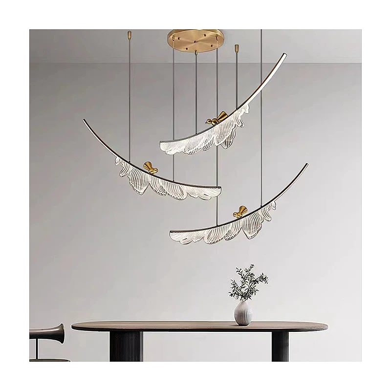 Moderne kreative Feder Vogel Acryl Pendel leuchte Restaurant Wohnzimmer Hotel Lobby führte Kronleuchter Kunst Home Decoration Beleuchtung