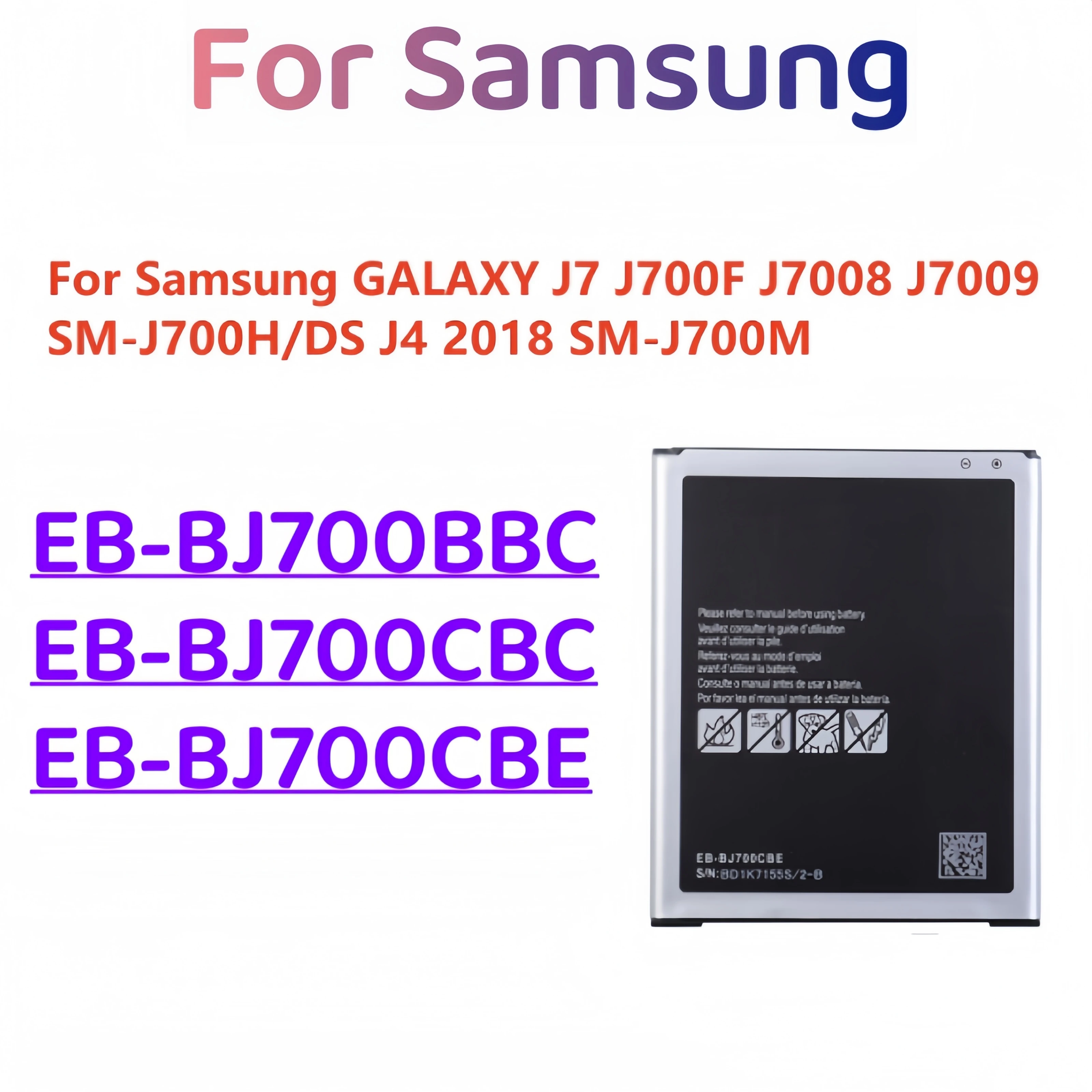 Battery EB-BJ700BBC EB-BJ700CBC EB-BJ700CBE For samsung GALAXY J7 J700F J7008 J7009 SM-J700H/DS J4 2018 SM-J700M 3000mA