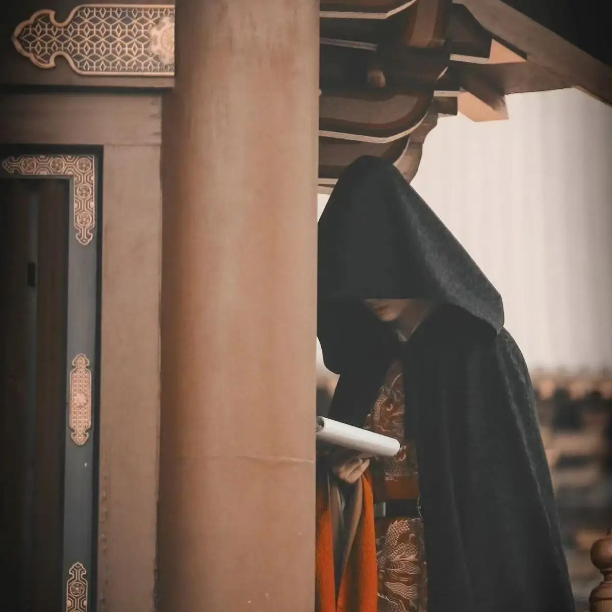 Dark Black Cloak with Hat Men Women Traditional Long Robe Halloween Carnival Night Hero Cosplay Cape Death God COS Cloak Game - Image 4