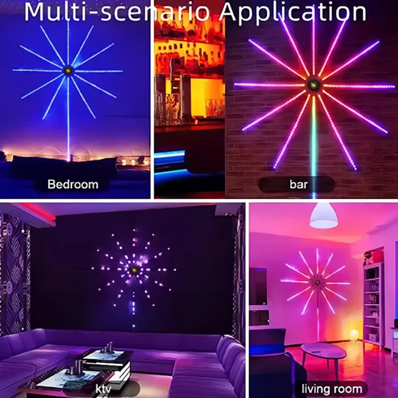 2026 Firework Strip Lights RGBIC Remote-Controlled Christmas Atmosphere Light Bluetooth APP Music Sync TV Wall Bedroom Decoratio