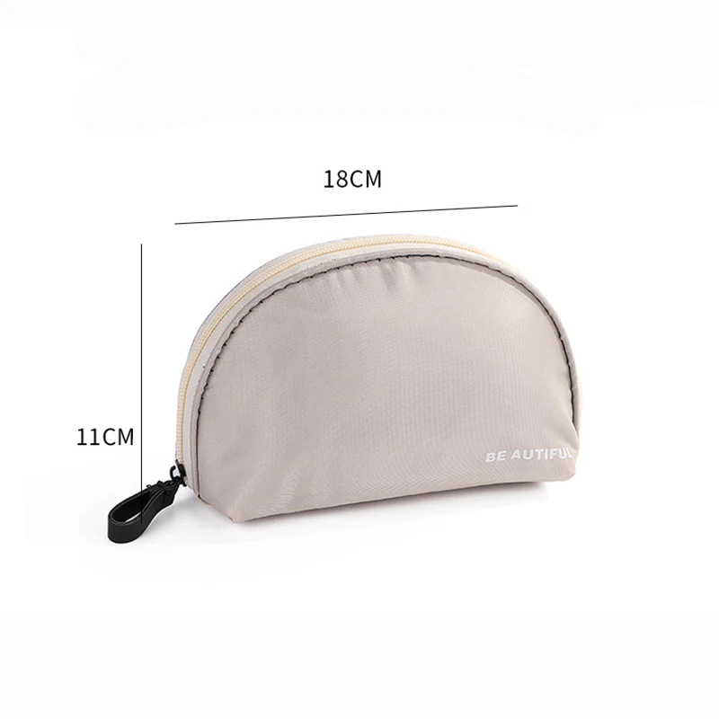 5pcs Makeup Bags Women Nylon Plain Half Moon Shaped Travel Lipstick Holder Storage Bag