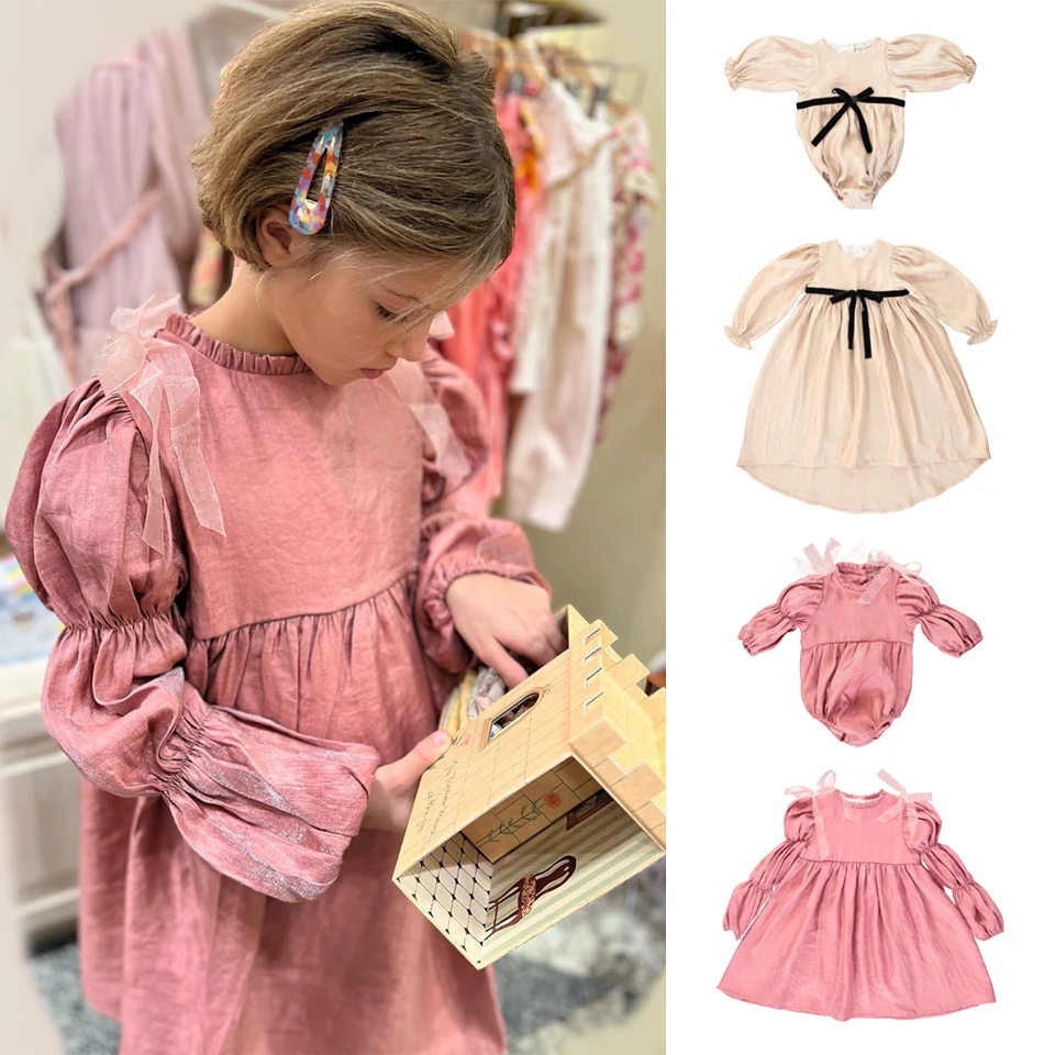 Girls Winter Dress Bebe Autumn Winter Kids Clothing Dark Pink / Dark Apricot Party Dress