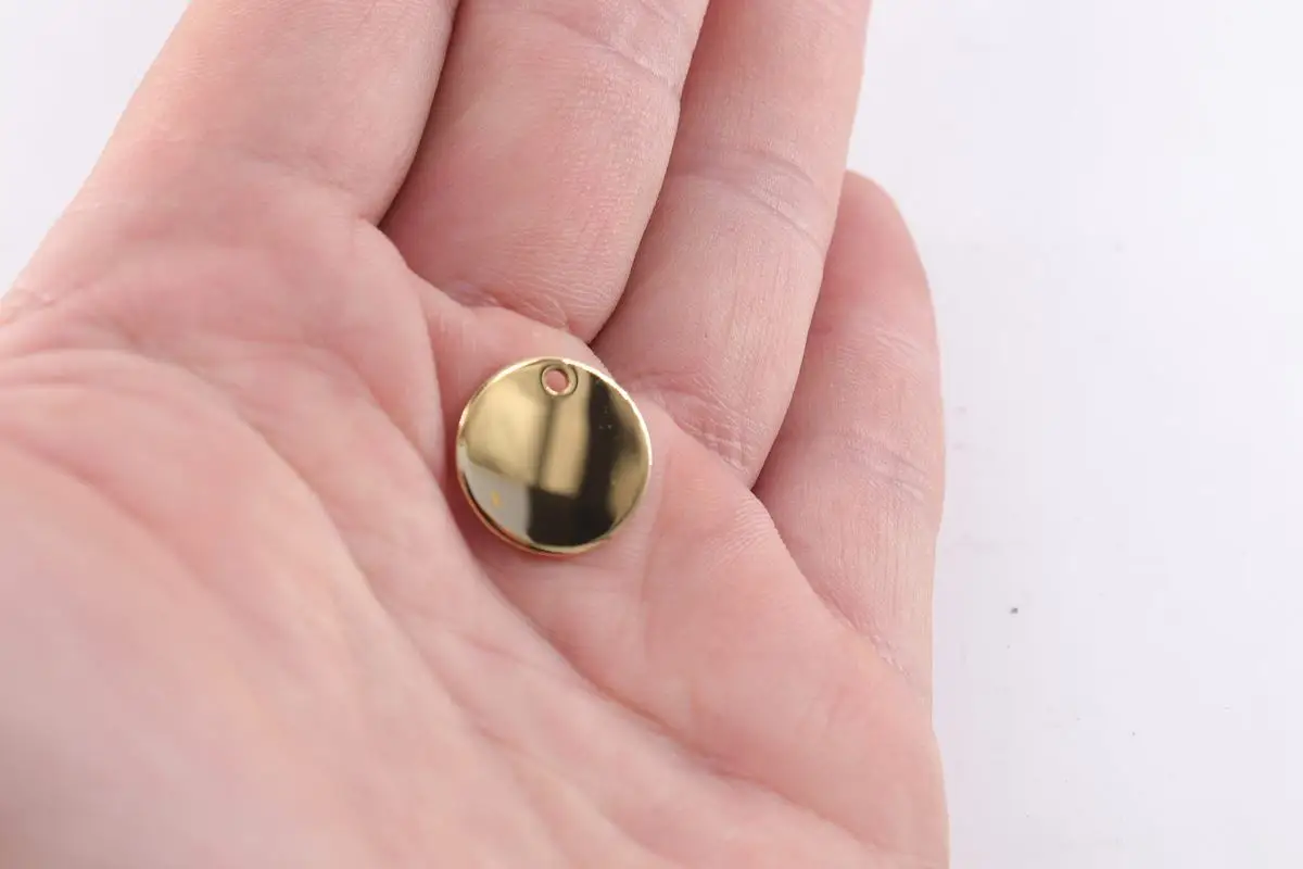 Blank tag golden color Good polishing (NO LOGO) stainless steel labels jewelry parts accessories personality hole