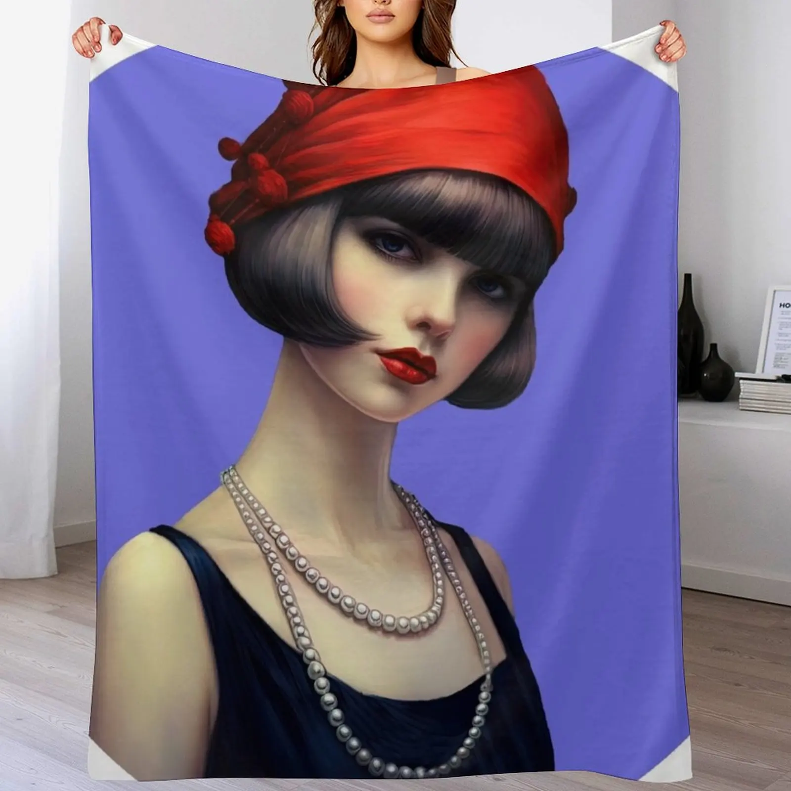

Jazz Age Flapper Girl 3 Throw Blanket blankets ands Hair Travel Thin Blankets