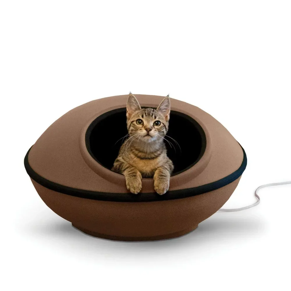 Pet Products Heated Pet Bed Tan/Black 22 Inches Heated Cat House  Pets