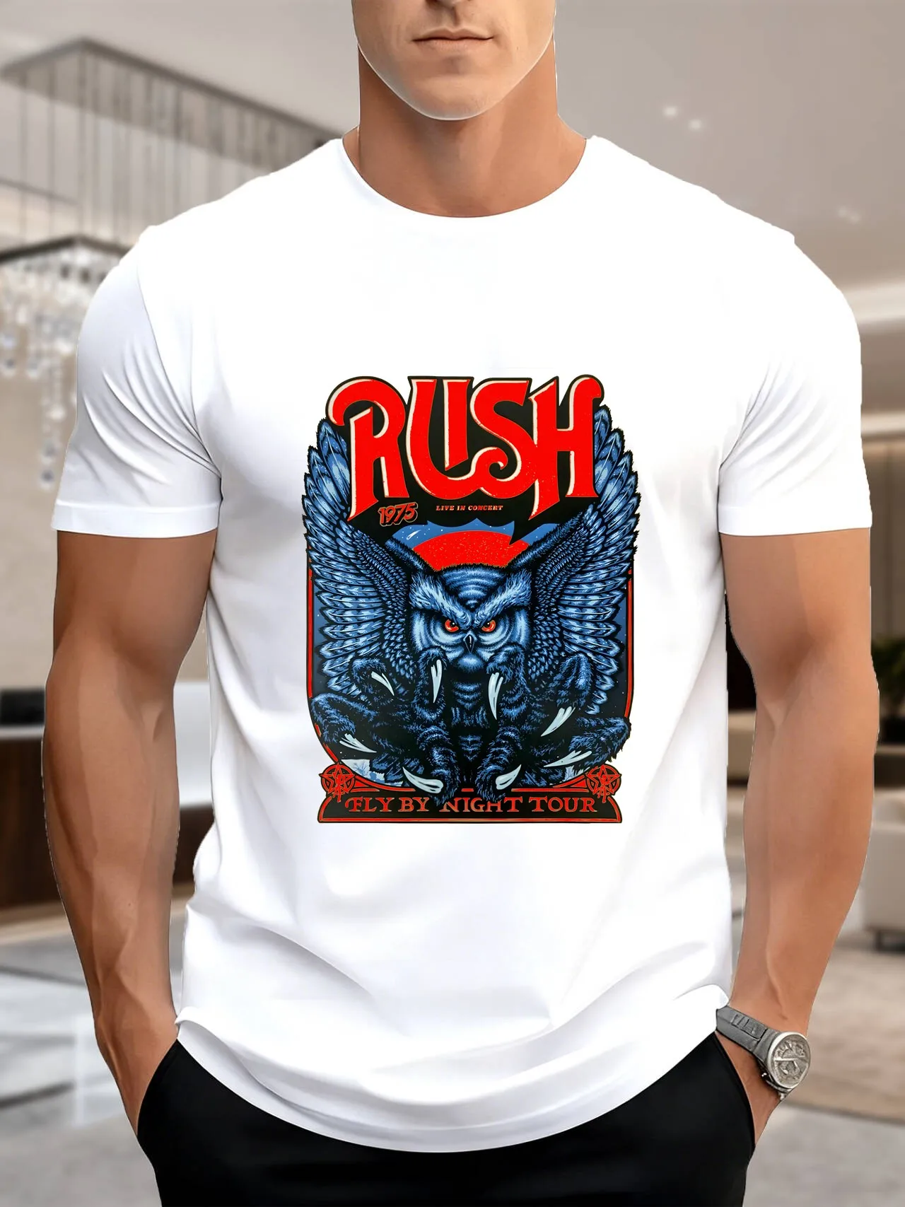 جديد وصول أزياء البومة طباعة الرجال قصيرة الأكمام تي شيرت تنفس القطن الخالص عارضة أعلى مريحة تنوعا ارتداء اليومي الاتجاه