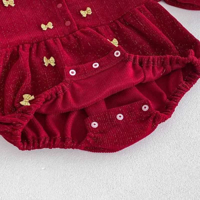 2026 ربيع السنة الجديدة الوليد الطفل ارتداءها 0-2Y القوس عقدة الفتيات فستان الأميرة طفلة بذلة أول هدية عيد ميلاد الطفل رومبير