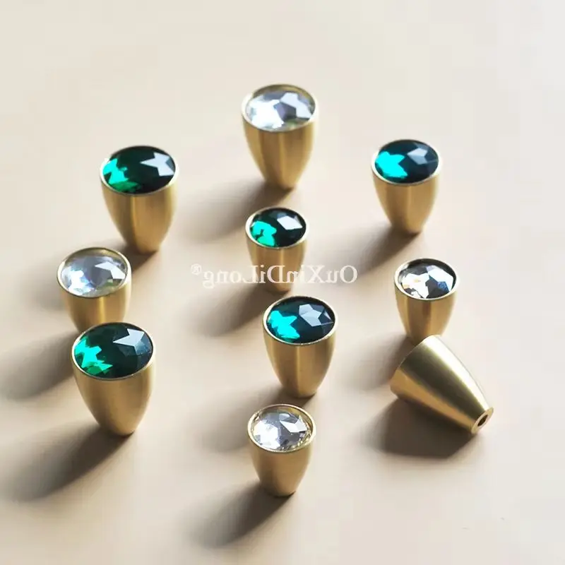 

4PCS Luxury Crystal+Brass Furniture Pulls Handles Drawer Knobs Cupboard Wardrobe Closet Shoe TV Wine Cabinet Handles and Knobs