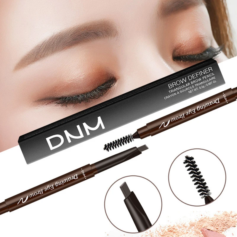 DNM-lápiz de cejas súper fino de doble cabeza, resistente al agua, duradero, resistente al sudor, fácil de usar, lápiz para cejas de 7 colores, Cosméticos naturales