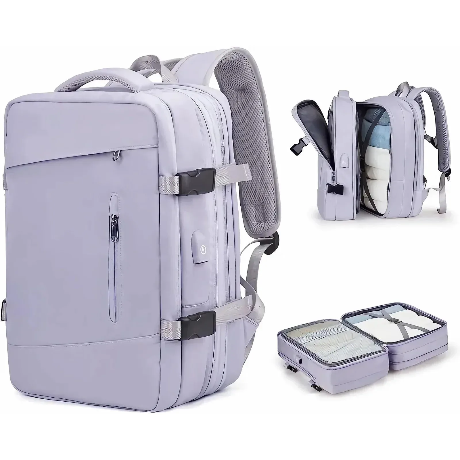 

Expandable Airplane Travel Backpack Women Men Laptop Bag Waterproof EVA Material Traveling Computer Bag Shoulder Bag