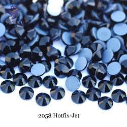YANRUO 2058HF Jet HotFix Rhinestones Stones And Crystals Black Rhinestone Iron on Crystals Hot Fix Crystals Glass Dress Clothes