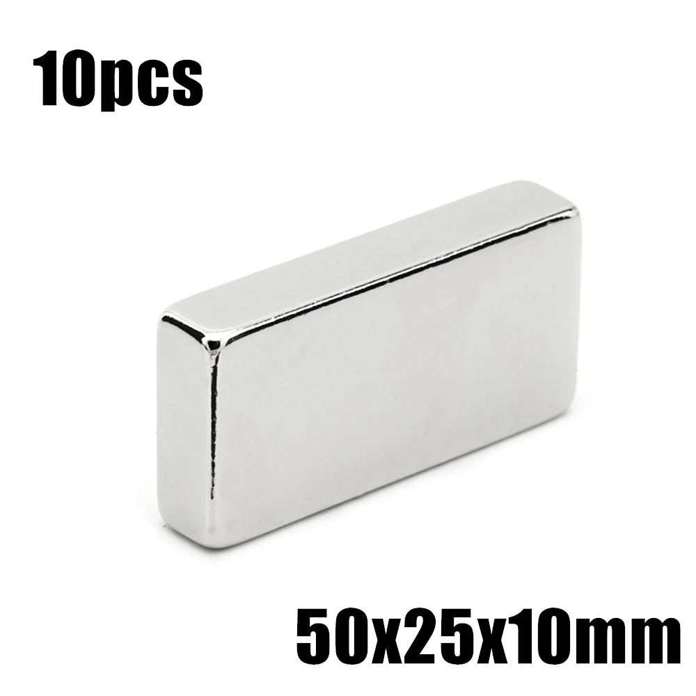 10pcs 50x25x10mm Super Powerful Strong Rare Earth Block NdFeB Magnet Neodymium N35 Magnets 50*25*10mm