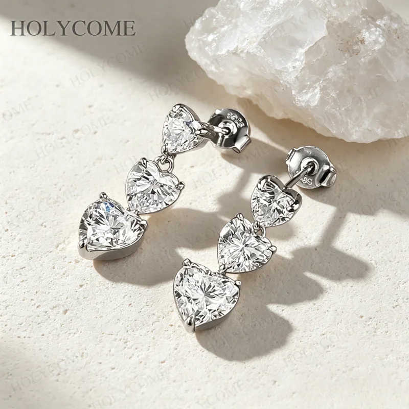 Zertifizierte 5CT Moissanit-Tropfenohrringe für Damen, Herzschliff-Ohrstecker aus 925er Sterlingsilber, Jubiläumsgeschenk, edler Schmuck – Detail 13