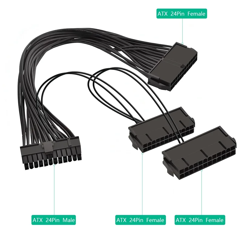Practical-ATX 24 Pin Male 1 To 3 Ports Female Power Supply PSU Splitter Cable For Laptop Computer
