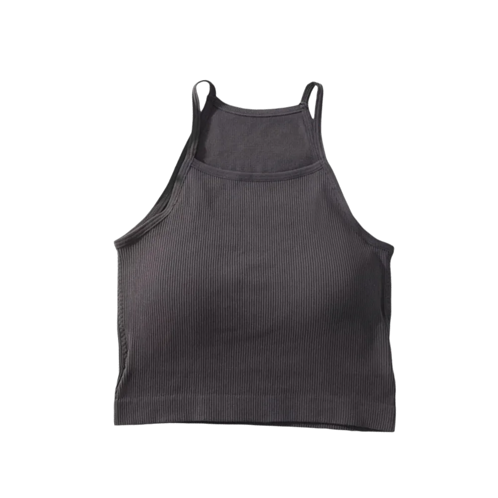 Korean Version Sleeveless Crop Top Stripe Slim Fit Ladies' Sling Vest with Chest Pad Women Camisole Daily