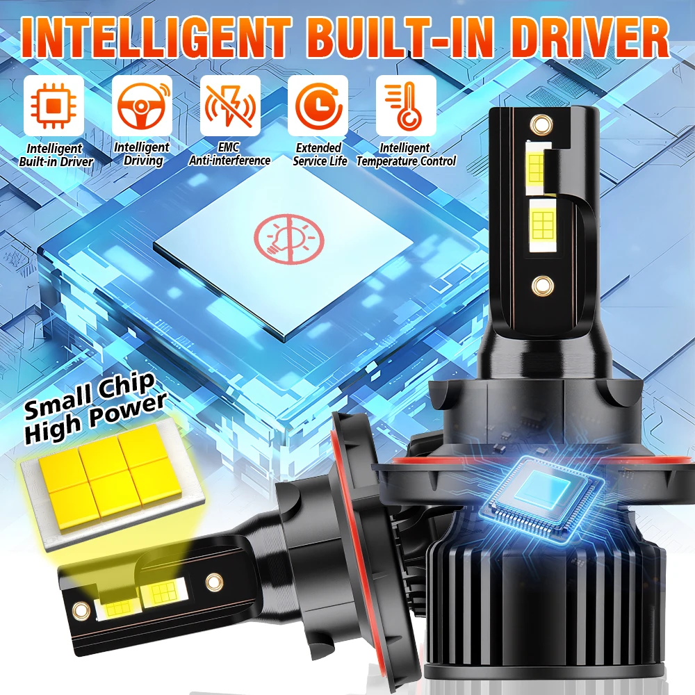 H13 عالية منخفضة شعاع أفضل LED لمبات السيارات Canbus Led المصباح CSP 3570 رقائق 6000K سيارة العلوي عالية التجويف 30000LM 12 فولت لمبات #4