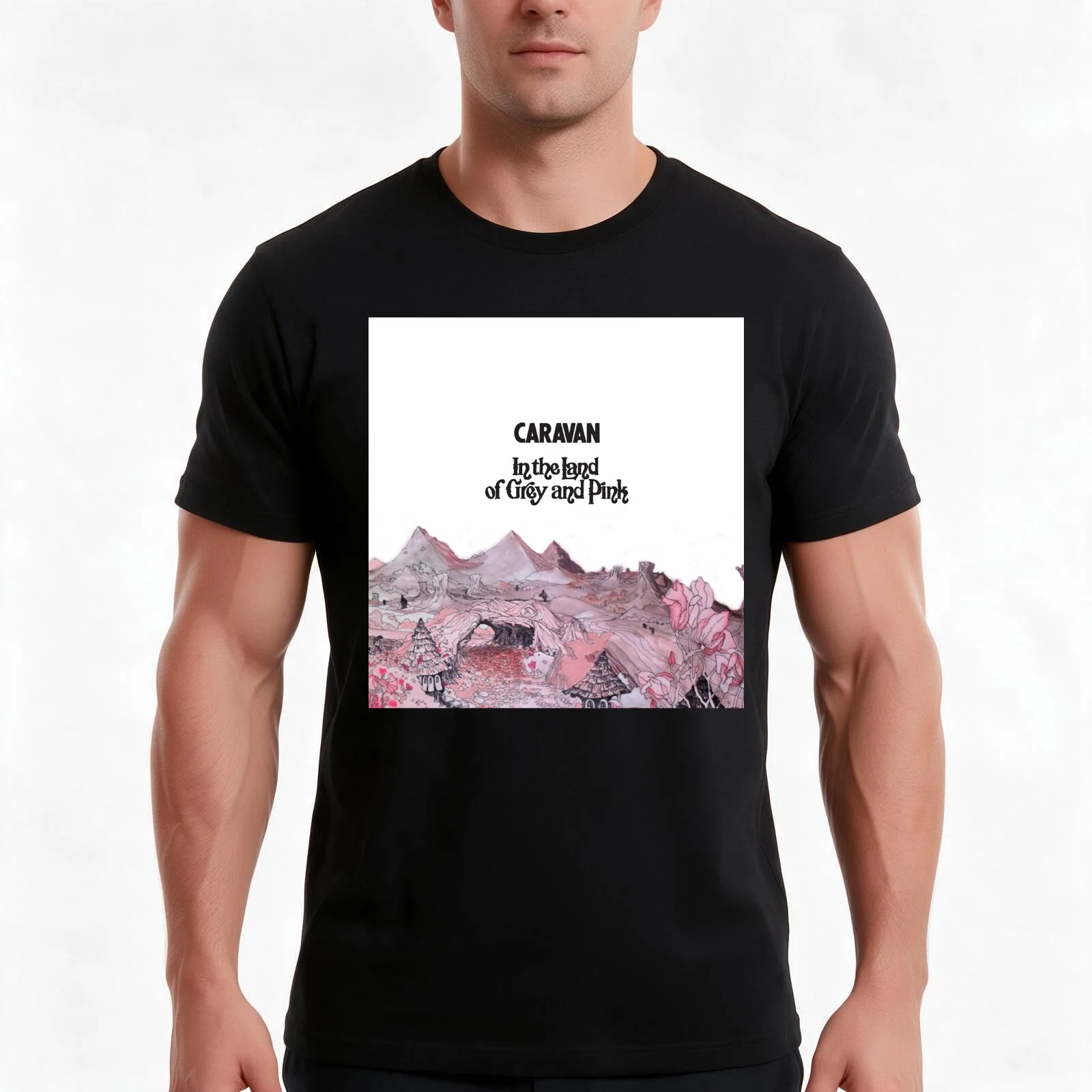 Caravan - In the land of Grey and Pink T-Shirt, Summer Casual Cotton Tee, Oversized Streetwear Tops, Vintage Graphic Print