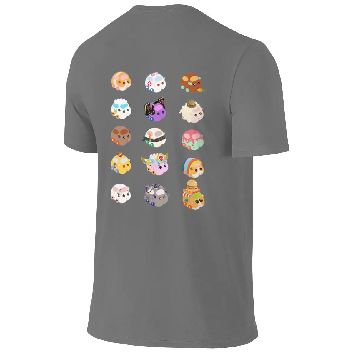 Pui Pui Molcar Assorted Characters - Black Lightweight Reversible T-shirtUrban Minimalist Simple And Elegant Basic Tee