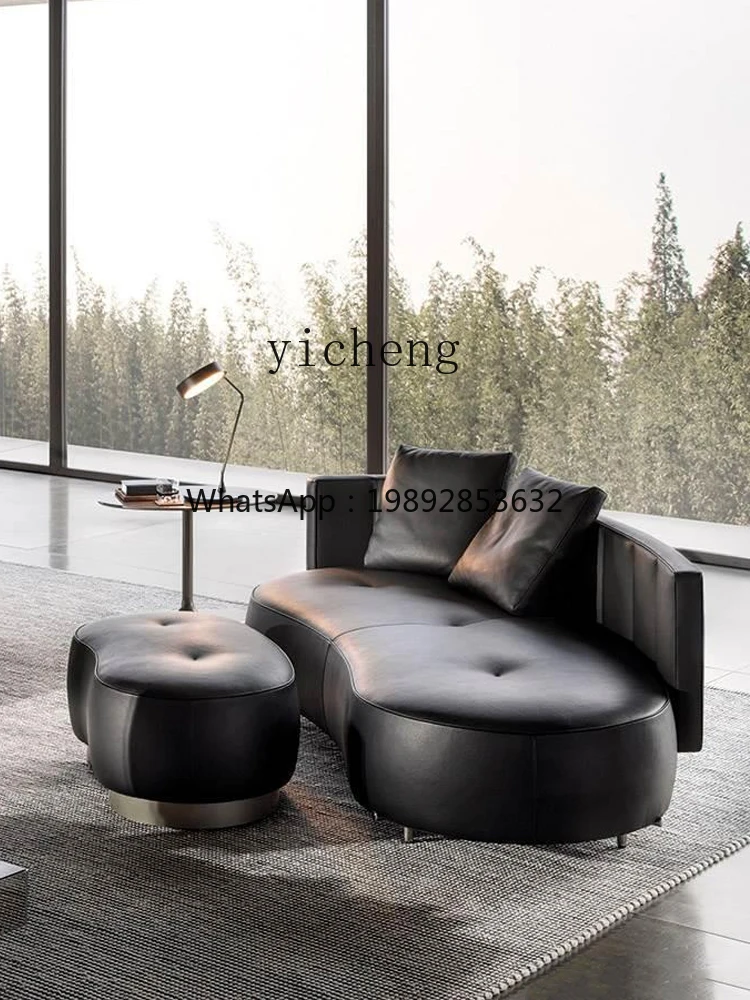 AB  Large Apartment Leather Bench First Layer Cowhide Curved Shoe Changing Stool