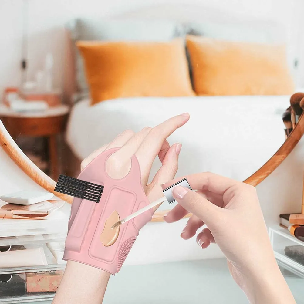 Silicone Makeup Wrist Band Set with Foundation Mixing Palette Brush Storage Tray Multifunctional Easy Skin view 3